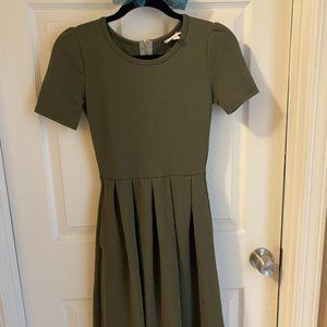 Olive Green Pleated Dress